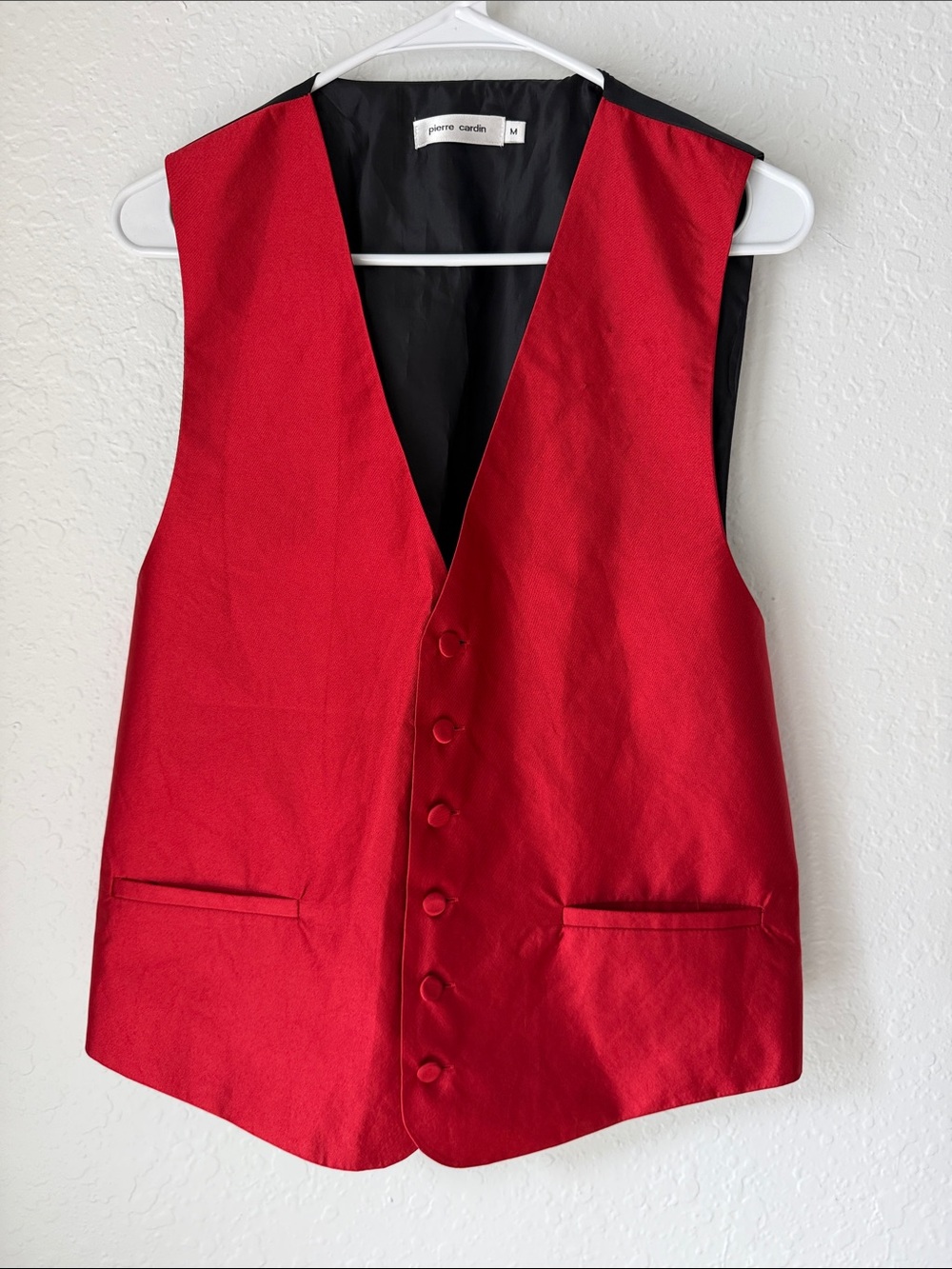 Men’s Pierre Cardin Red V-Neck Button Vest with Black Back